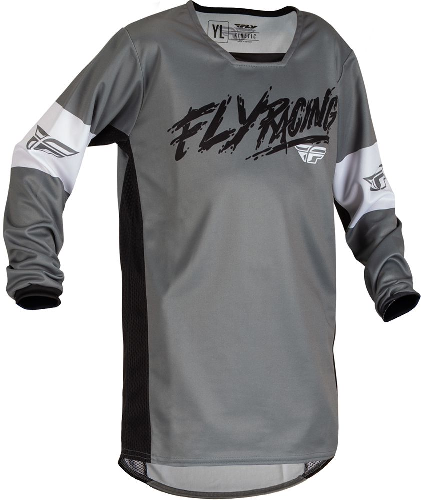 Fly MX-Jersey Kinetic Youth Khaos Grey/Black/White -YS-