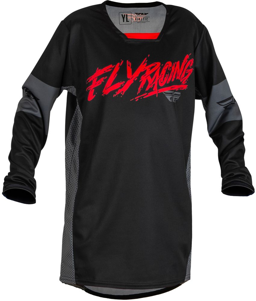 Fly MX-Jersey Kinetic Youth Khaos Black/Red/Grey -YM-