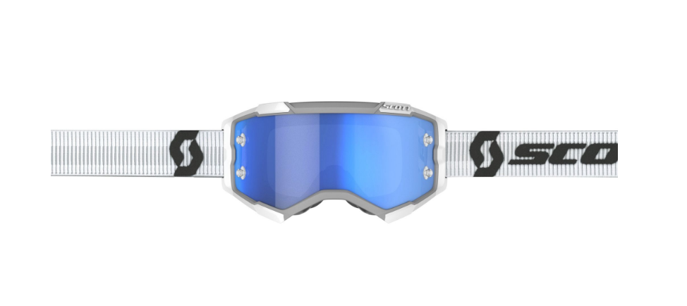 SCOTT FURY GOGGLE white / blue chrome works verspiegelt