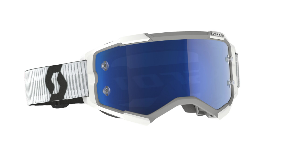 SCOTT FURY GOGGLE white / blue chrome works verspiegelt