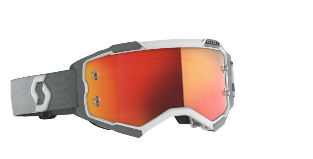 SCOTT FURY GOGGLE white/grey / orange chrome works verspiegelt