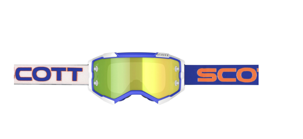 SCOTT FURY GOGGLE white/blue / yellow chrome works verspiegelt