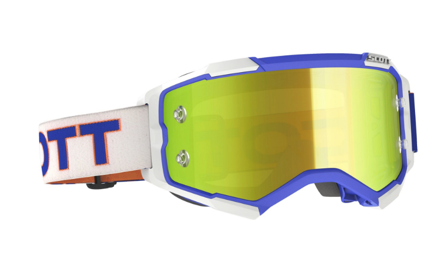 SCOTT FURY GOGGLE white/blue / yellow chrome works verspiegelt